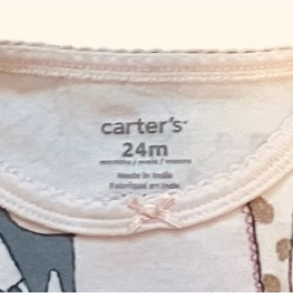 Carter's Animal Print Baby24 Month Onesie pink long sleeves snap closure cotton - Picture 5 of 6